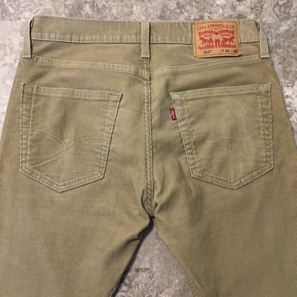 Levi's Pants Mens 31x30 (fits 31x29) Khaki Tan 512 Slim Taper Corduroy Casual